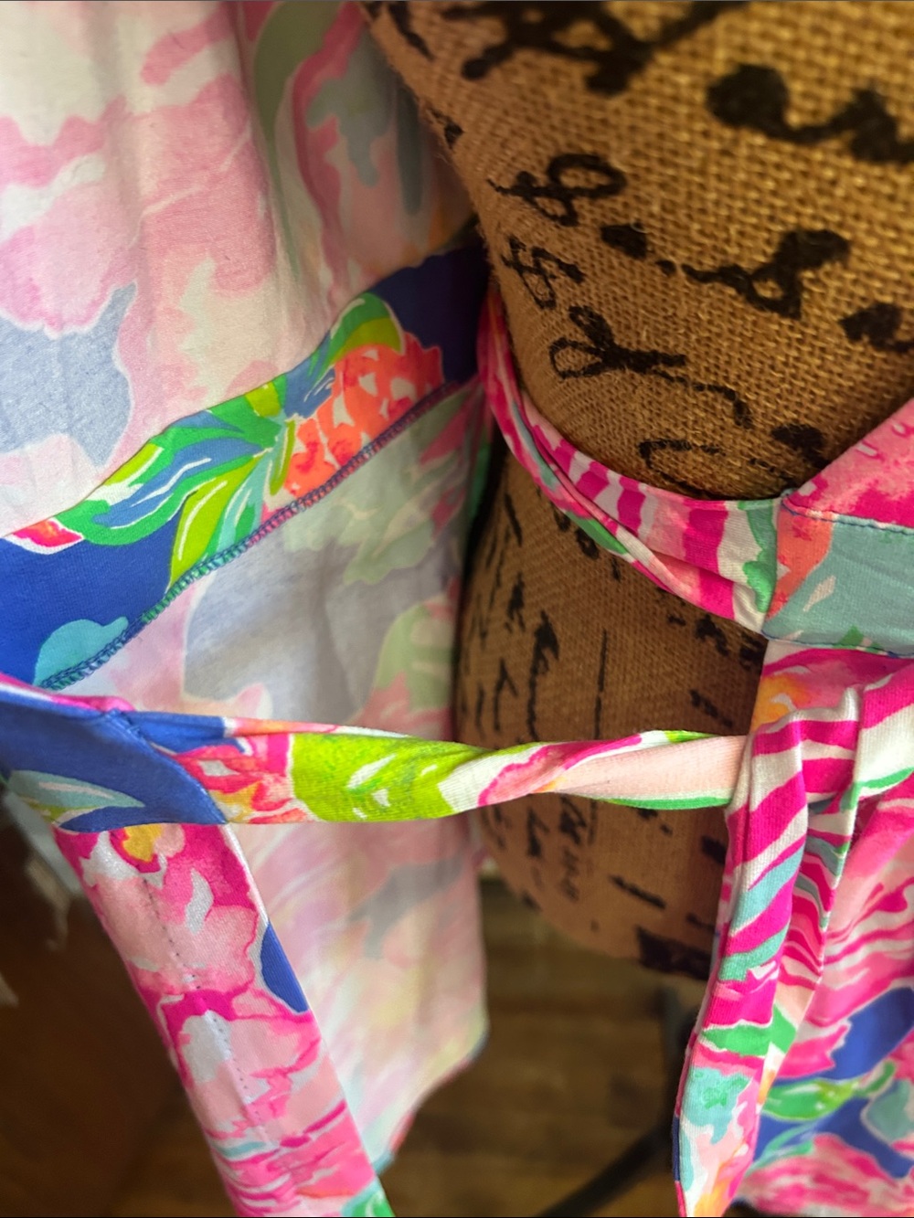 Lilly Pulitzer Pink, Blue & Green Floral Wrap Midi Dress - Picture 7 of 7